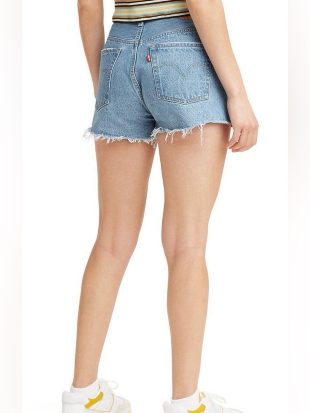 LEVI'S 501 Light Wash Blue Frayed Denim Distressed Cutoff Cotton Shorts